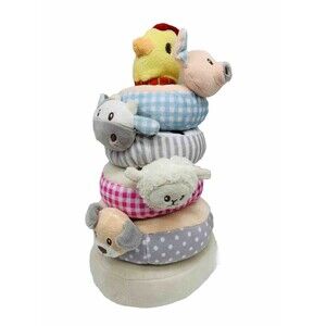Kellytoy Plush Animal Stacker Rings Pig Dog Lamb Cow Chicken Soft Toy New No Tag